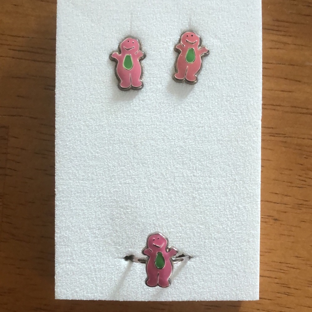COPY - Barney earring and ring kids one size